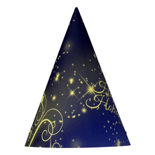 Weihnachtsbaum Party Gold Stars Navy Blue Holidays Partyhütchen (Vorderseite)