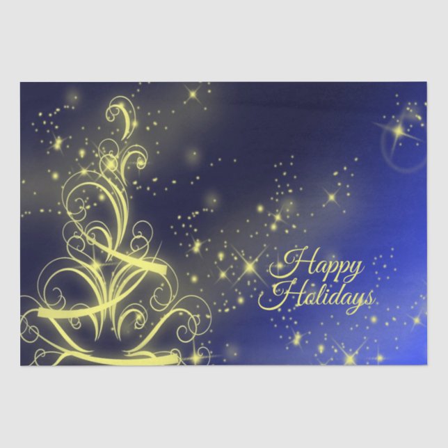 Weihnachtsbaum Party Gold Stars Navy Blue Holidays Seidenpapier (Vorderseite)