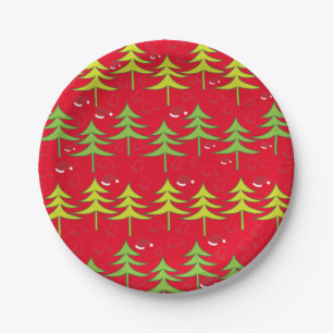 Weihnachtsbaum-Party Pappteller