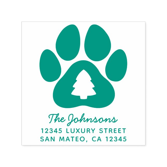 Weihnachtsbaum Paw Print Holiday Address Permastempel (Design)