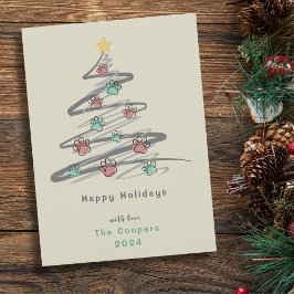 Weihnachtsbaum Paw Print Ornament Weihnachtskarte Feiertagskarte