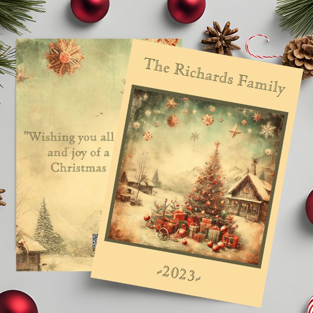 Weihnachtsbaum personalisiert feiertagskarte (Vintage Christmas tree personalized Holiday Card)