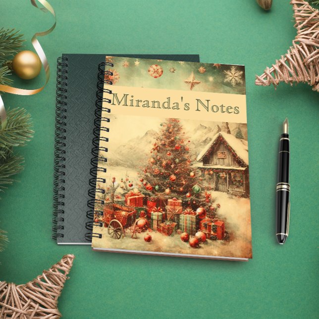 Weihnachtsbaum personalisiert notizblock (Vintage Christmas tree personalized Notebook)
