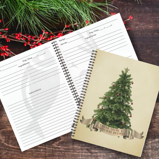 Weihnachtsbaum Personalisiertes Rezept Notizbuch (Add your name to this festive Christmas recipes notebook and make some tremendous holiday dishes)