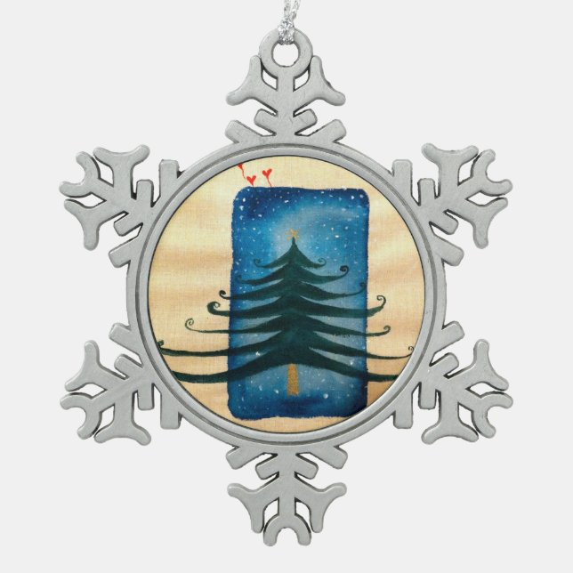 Weihnachtsbaum Pewter Snowflake Dekoration Schneeflocken Zinn-Ornament (Vorderseite)