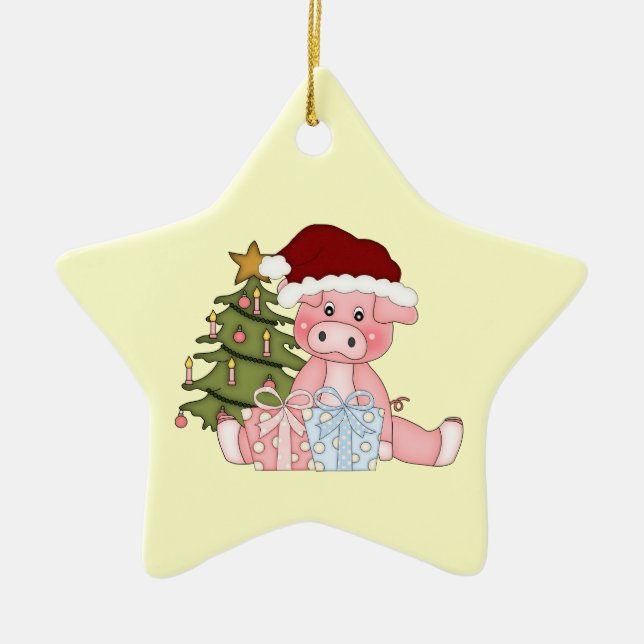 Weihnachtsbaum-Piggy Verzierung Keramikornament (Vorne)