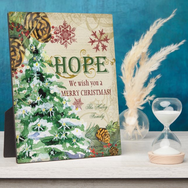 Weihnachtsbaum Pine Cone Hope Snowflake Collage Fotoplatte (Seite)