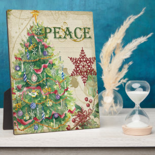 Weihnachtsbaum Pine Cone Peace Snowflake Collage Fotoplatte