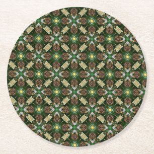 Weihnachtsbaum Pine Cones Muster Runder Pappuntersetzer