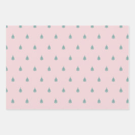 Weihnachtsbaum Pink Geschenkpapier Set
