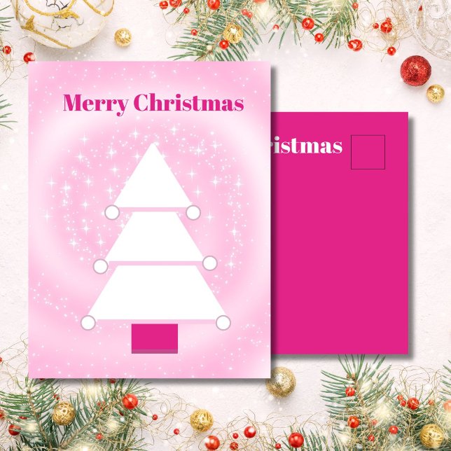 Weihnachtsbaum Pink Stars Gruß Postkarte (Von Creator hochgeladen)