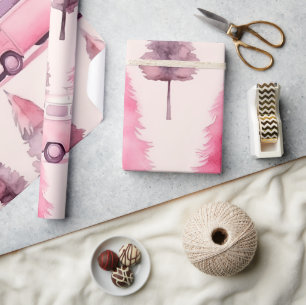 Weihnachtsbaum Pink Vintag Retro Van Geschenkpapier
