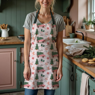 Weihnachtsbaum Pink Vintag Retro Van Schürze