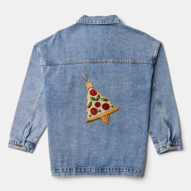 Weihnachtsbaum Pizza Ornament Jeansjacke (Rückseite)