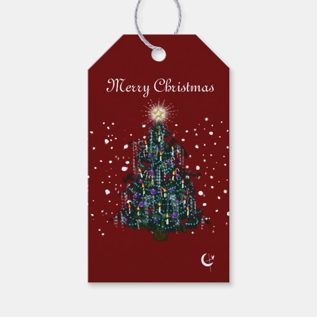 Weihnachtsbaum Postkarte Geschenkanhänger (Vorderseite)