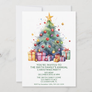 Weihnachtsbaum präsentiert grünes Party Einladung