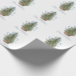 Weihnachtsbaum Preppy-Schleife Blau Weihnachten Geschenkpapier