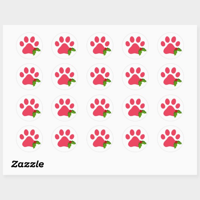 Weihnachtsbaum Prints Holly Holiday Pets Spaß Runder Aufkleber (Blatt)