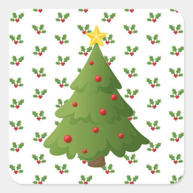 Weihnachtsbaum Quadratischer Aufkleber (Vorderseite)