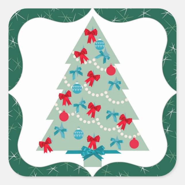 Weihnachtsbaum Quadratischer Aufkleber (Vorderseite)