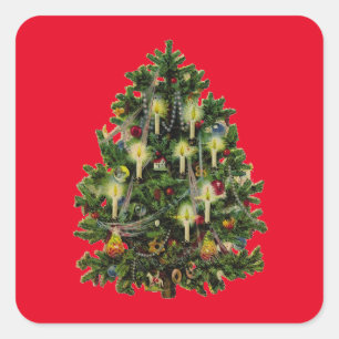 Weihnachtsbaum Quadratischer Aufkleber