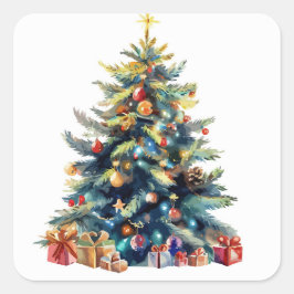 Weihnachtsbaum Quadratischer Aufkleber