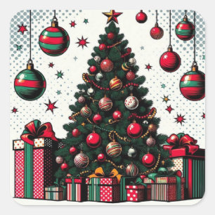 Weihnachtsbaum Quadratischer Aufkleber