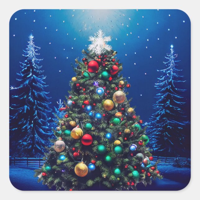 Weihnachtsbaum Quadratischer Aufkleber (Vorderseite)