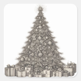 Weihnachtsbaum Quadratischer Aufkleber