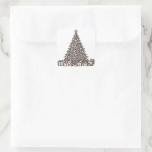 Weihnachtsbaum Quadratischer Aufkleber (Tasche)