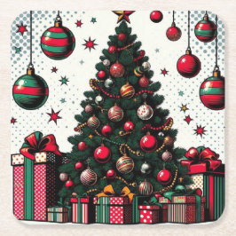 Weihnachtsbaum Rechteckiger Pappuntersetzer