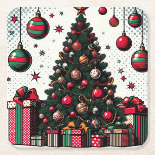 Weihnachtsbaum Rechteckiger Pappuntersetzer