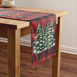 Weihnachtsbaum Red Black Kariert Family Monogramm Kurzer Tischläufer