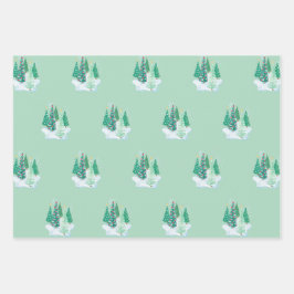 Weihnachtsbaum Red Car Muster Tree Wasserfarbe Geschenkpapier Set