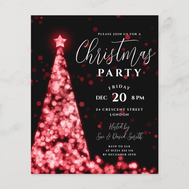 Weihnachtsbaum Red Modern Party laden ein Flyer (Vorne)