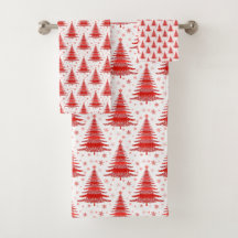 Weihnachtsbaum Red Pattern Design Badetuch Set