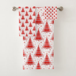 Weihnachtsbaum Red Pattern Design Badetuch Set