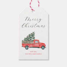 Weihnachtsbaum & Red Truck Frohe Weihnachten Geschenkanhänger