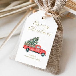 Weihnachtsbaum & Red Truck Klasse Frohe Weihnachte Geschenkanhänger