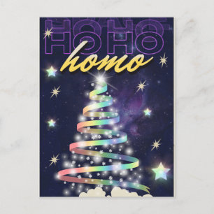 Weihnachtsbaum Regenbogen Glitter Ho Ho Homo Lusti Feiertagspostkarte