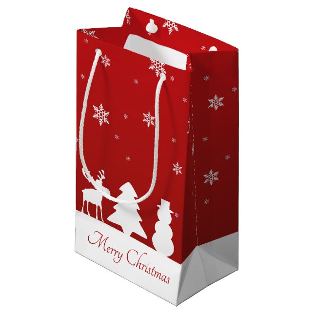 Weihnachtsbaum Reindeer Snowman Kleine Geschenktüte (Vorderseite Schrägansicht)