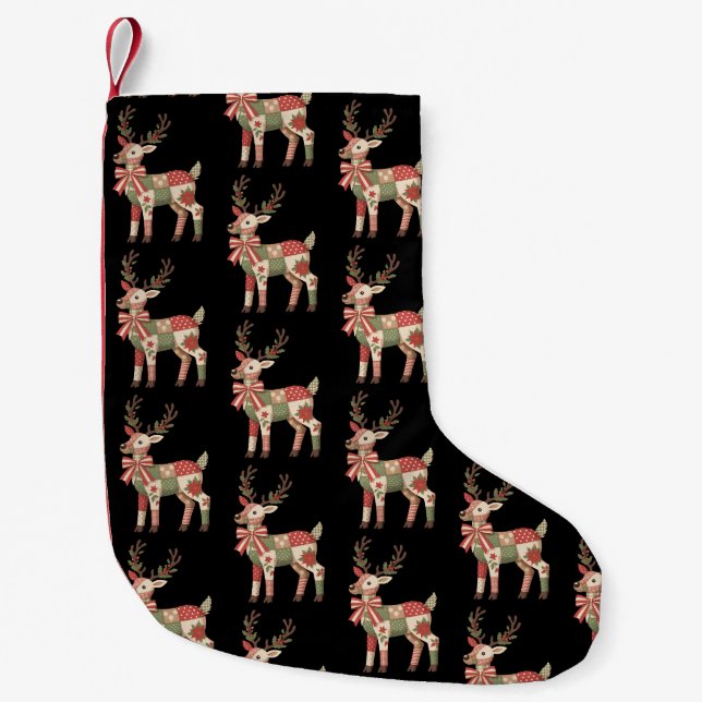 Weihnachtsbaum Reindeer Stickerei Tier Kleiner Weihnachtsstrumpf (Vorderseite)