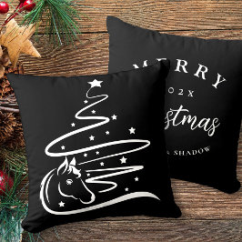 Weihnachtsbaum Reittiere schwarz-weiß Kissen