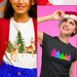 Weihnachtsbaum Rentierfische Kardinäle Weihnachtsb T-Shirt
