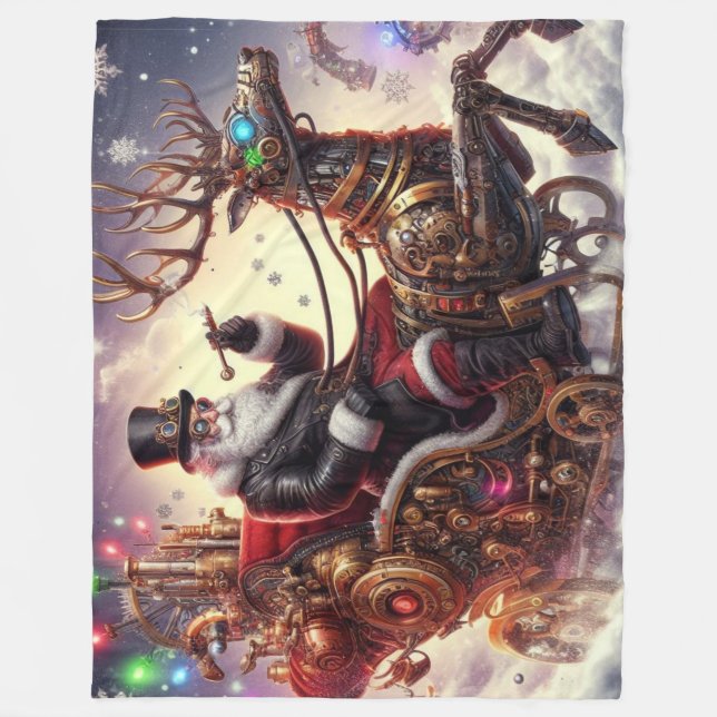 Weihnachtsbaum/Rentiersteampunkt Weihnachten/Winte Fleecedecke (Vorderseite)