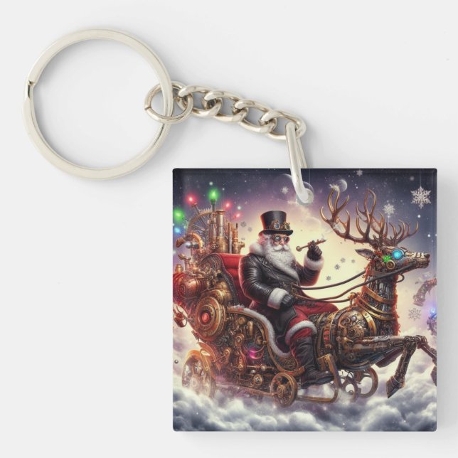 Weihnachtsbaum/Rentiersteampunkt Weihnachten/Winte Schlüsselanhänger (Vorderseite)