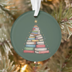 Weihnachtsbaum Retro Bücherwurm Bibliothek Ornament