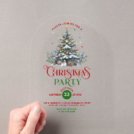 Weihnachtsbaum Retro Typografie Weihnachtsfest Par Acryleinladungen