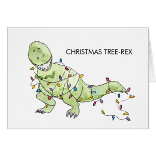 Weihnachtsbaum Rex Funny Christmas Watercolor Card