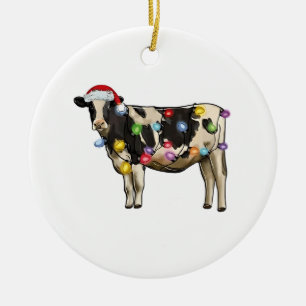Weihnachtsbaum Rindvieh festlich Bauernhof Keramik Ornament